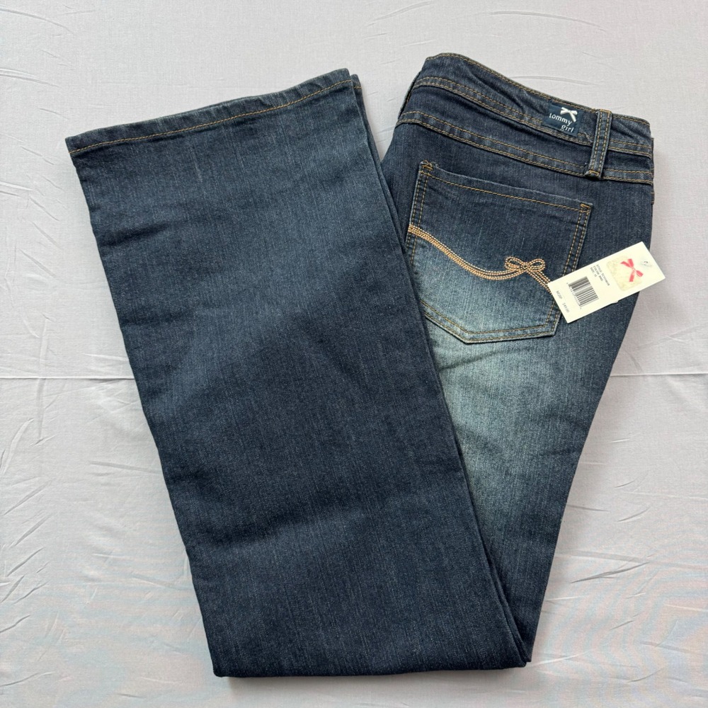 Tommy Girl Dark Wash Bootcut Jeans Size 15 Bow Back Pockets NWT